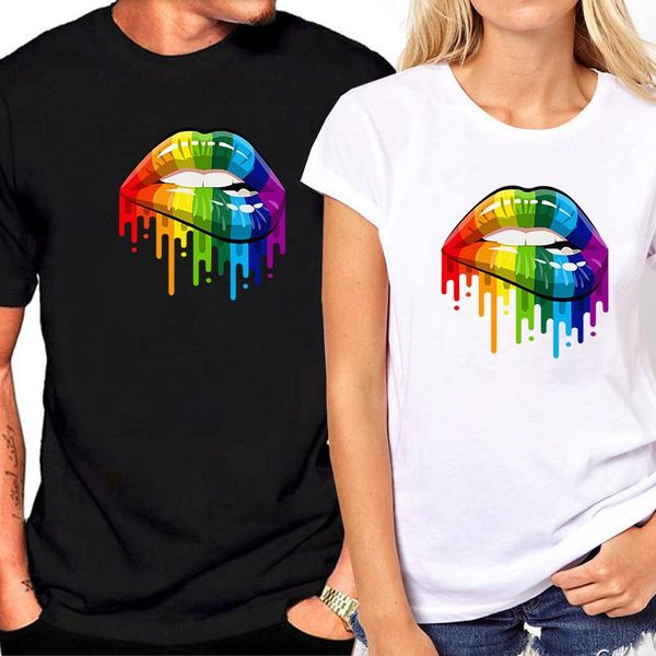women's t-shirt summer men's rainbow lip print harajuku male female tees solid oversized streetwear casual loose couple tee, White
women's t-shirt summer men's rainbow lip print harajuku male female tees solid oversized streetwear casual loose couple tee, White