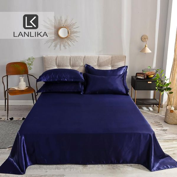 lanlika 1pcs 12 solid color dark blue flat sheet 100% satin silk bedding linen european style silky bed sheet home textiles
lanlika 1pcs 12 solid color dark blue flat sheet 100% satin silk bedding linen european style silky bed sheet home textiles
