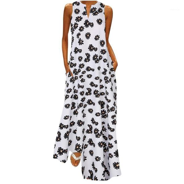 women dress plus size fashion vintage printing casual summer sleeveless bohemian style collar v neck maxi ubrania damskie dresses, Black;gray
women dress plus size fashion vintage printing casual summer sleeveless bohemian style collar v neck maxi ubrania damskie dresses, Black;gray