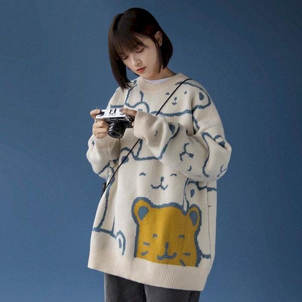 women's sweaters japanese harajuku vintage sweater men 2021 autumn winter cartoon loose knitted hip hop streetwear knitwear pullovers, White;black
women's sweaters japanese harajuku vintage sweater men 2021 autumn winter cartoon loose knitted hip hop streetwear knitwear pullovers, White;black