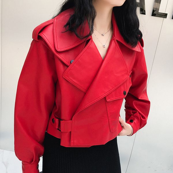2021 new spring women faux leather jacket pu motorcycle biker red coat turndown collar loose streetwear black punk outerwear 4h2t
2021 new spring women faux leather jacket pu motorcycle biker red coat turndown collar loose streetwear black punk outerwear 4h2t
