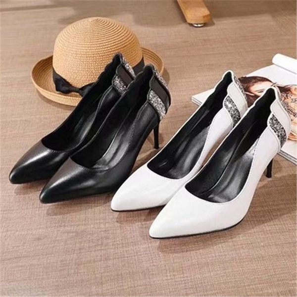 dress shoes genuine leather shallow multi color rhinestone decor women high heel pointed toe female pumps, Black
dress shoes genuine leather shallow multi color rhinestone decor women high heel pointed toe female pumps, Black
