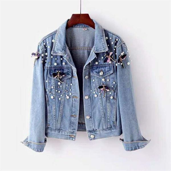 women's jackets fad autumn denim jacket coat women beading loose overcoat jeans basic coats streetwear long sleeve casual outerwear, Black;brown
women's jackets fad autumn denim jacket coat women beading loose overcoat jeans basic coats streetwear long sleeve casual outerwear, Black;brown