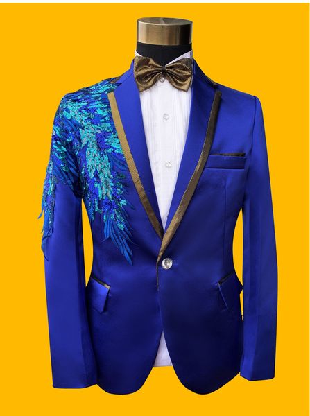 formal mens blue sequins suit male singer chorus performance blazers pants set evening party stage host costume wedding suits, Black;red
formal mens blue sequins suit male singer chorus performance blazers pants set evening party stage host costume wedding suits, Black;red