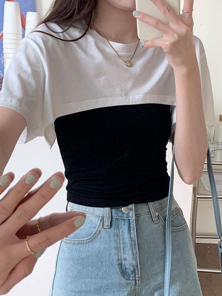 women's t-shirt 3colors summer korean style faux two pieces short sleeve t-shirts womens tee shirt femme women 2021 (x1880, White
women's t-shirt 3colors summer korean style faux two pieces short sleeve t-shirts womens tee shirt femme women 2021 (x1880, White