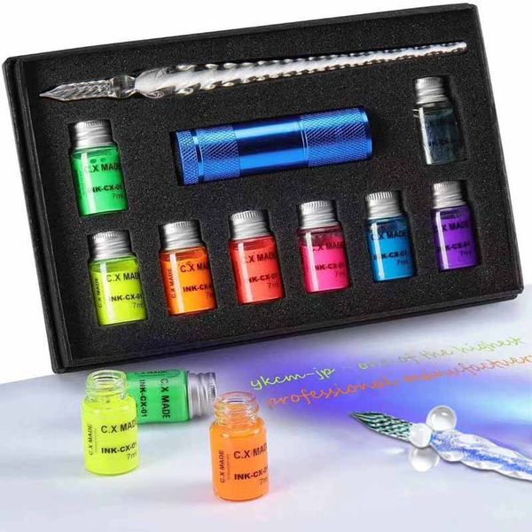 glass pen dipped in water orcent color ink transparent uv lamp painting gift set
glass pen dipped in water orcent color ink transparent uv lamp painting gift set