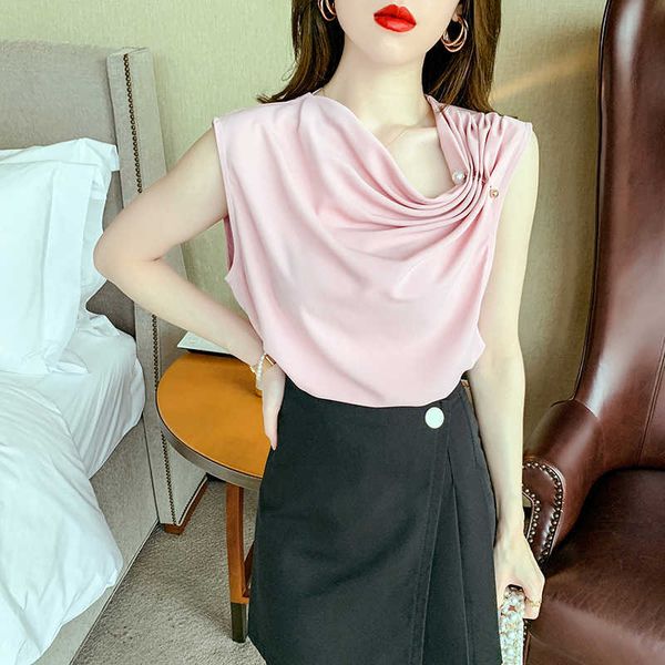 fold's shirt asymmetric blouses for sleeveless summer pink rivet blouse female basic 210604, White
fold's shirt asymmetric blouses for sleeveless summer pink rivet blouse female basic 210604, White