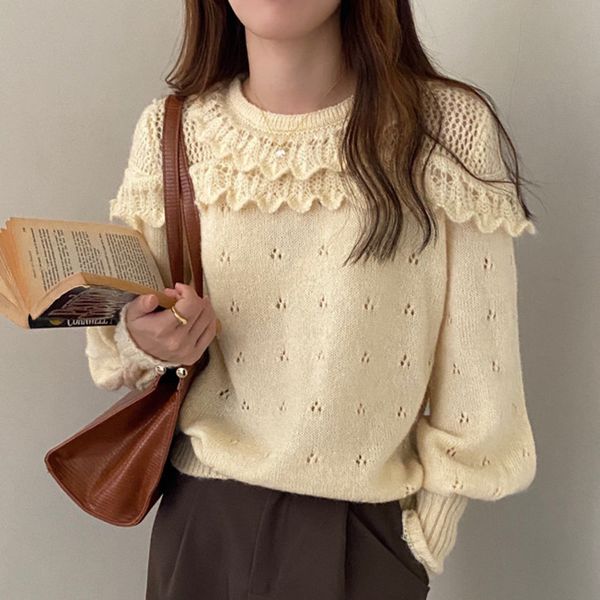 2021 women sweater korean new autumn winter solid knitted pullover retro lantern sleeve o neck loose jumper pull femme sweter damski 6w60, White;black
2021 women sweater korean new autumn winter solid knitted pullover retro lantern sleeve o neck loose jumper pull femme sweter damski 6w60, White;black