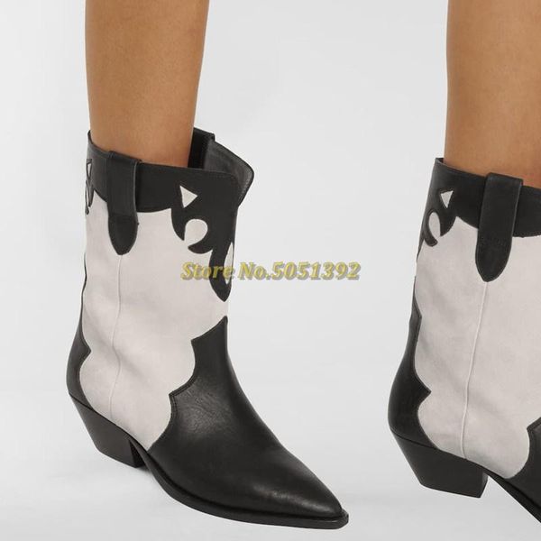 boots medium heel patchwork pointed toe genuine leather chunky winter women ankle knee high dress, Black
boots medium heel patchwork pointed toe genuine leather chunky winter women ankle knee high dress, Black