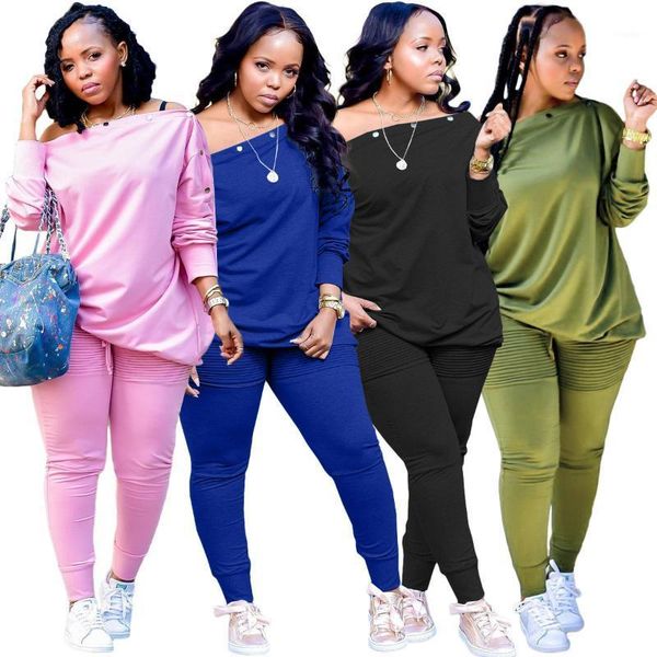 women's two piece pants selling women plus size sets solid color slash neck loose pullover high waist skinny casual outfits, White
women's two piece pants selling women plus size sets solid color slash neck loose pullover high waist skinny casual outfits, White
