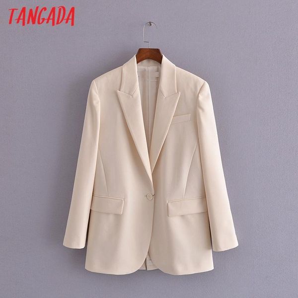 tangada women one buttons beige blazer coat vintage notched collar pocket 2021 fashion female casual chic 3h262, White;black
tangada women one buttons beige blazer coat vintage notched collar pocket 2021 fashion female casual chic 3h262, White;black