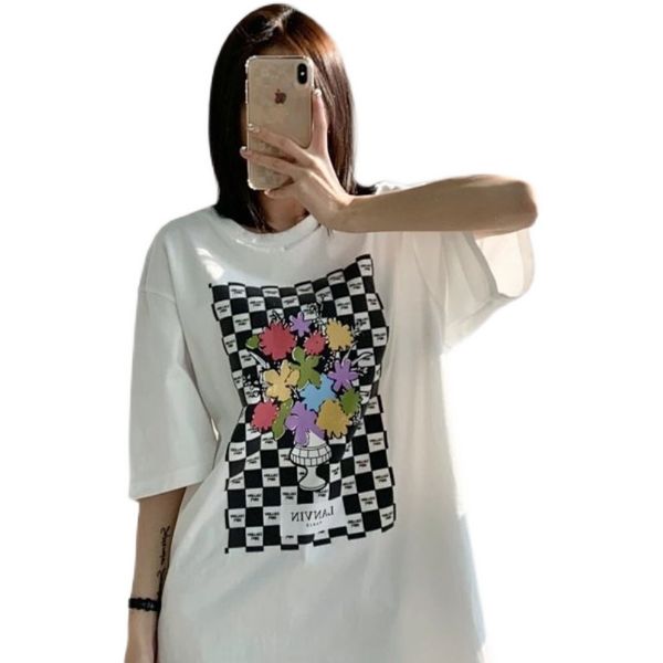 designer men womens t shirts summer retro cotton checkerboard flower print round neck short-sleeved t-shirt, White;black
designer men womens t shirts summer retro cotton checkerboard flower print round neck short-sleeved t-shirt, White;black