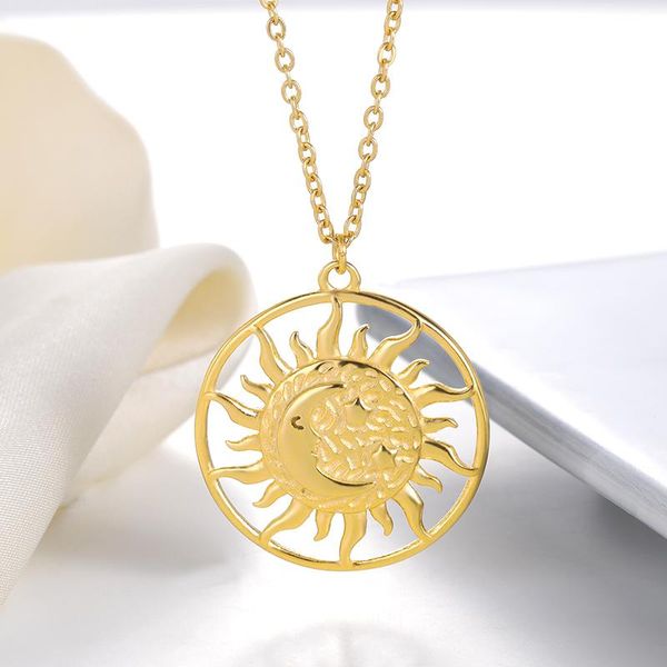 pendant necklaces fashion geometric circle sun necklace wind simple temperament clavicle moon and star jewelry bff, Silver
pendant necklaces fashion geometric circle sun necklace wind simple temperament clavicle moon and star jewelry bff, Silver
