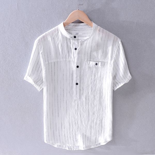 2021 new linen short-sleeved mens casual summer loose striped stand collar white shirt for men fashion shirts male a3y3
2021 new linen short-sleeved mens casual summer loose striped stand collar white shirt for men fashion shirts male a3y3