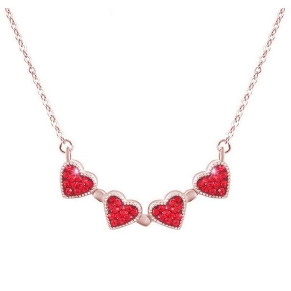 pendant necklaces 316l stainless steel 4 love hearts rose gold non-fading ladies necklace red black crystal zircon titanium wedding, Silver
pendant necklaces 316l stainless steel 4 love hearts rose gold non-fading ladies necklace red black crystal zircon titanium wedding, Silver