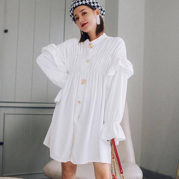 fashion solid color stand collar sleeve sleeve ear pleated loose plus woman dress casual simple fashion tide autumn new tv552, Black;gray
fashion solid color stand collar sleeve sleeve ear pleated loose plus woman dress casual simple fashion tide autumn new tv552, Black;gray