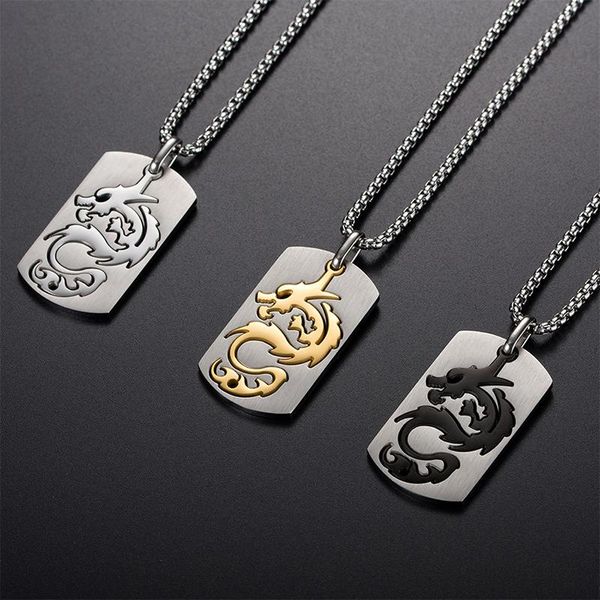 pendant necklaces necklace men nameplate dragon chain black stainless steel fashion gold jewelry the neck accessorie, Silver
pendant necklaces necklace men nameplate dragon chain black stainless steel fashion gold jewelry the neck accessorie, Silver