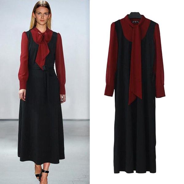 casual dresses spring autumn women plus size bow collar long sleeve fake two piece contrast color dress for larger one-piece, Black;gray
casual dresses spring autumn women plus size bow collar long sleeve fake two piece contrast color dress for larger one-piece, Black;gray