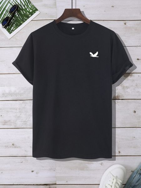 men bird print tee h440#, White;black
