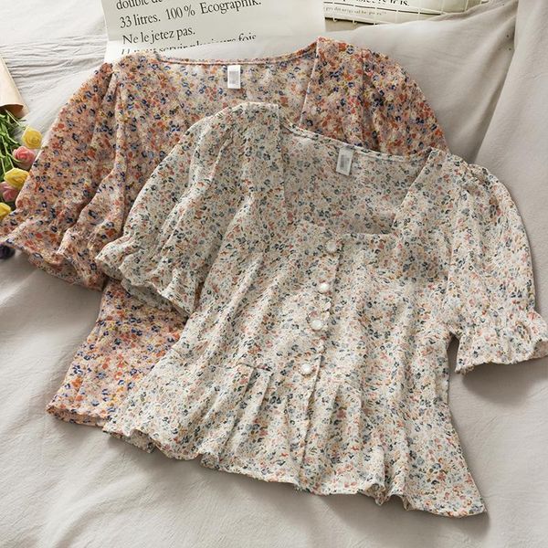 women's blouses & shirts women fashion outdoor casual flowers square collar ruffles blouse ladies ol sweet girls student elegant daily, White
women's blouses & shirts women fashion outdoor casual flowers square collar ruffles blouse ladies ol sweet girls student elegant daily, White