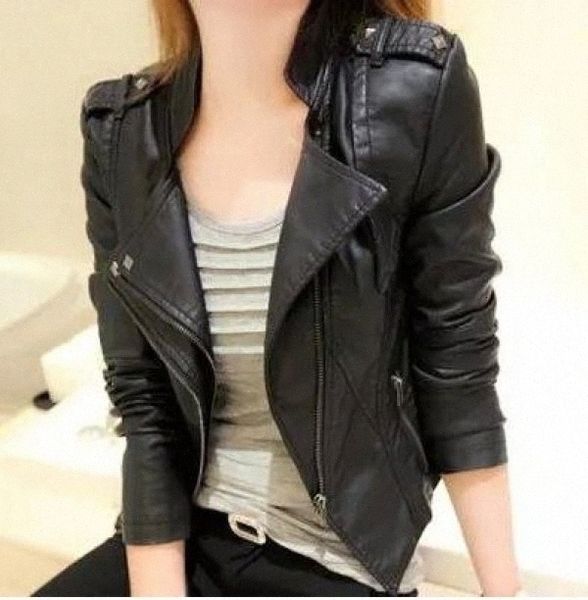 fashion spring faux leather jacket zipper mandarin collar bomber motorcycle leather jackets women outerwear coats cjj0015 fdls#, Black
fashion spring faux leather jacket zipper mandarin collar bomber motorcycle leather jackets women outerwear coats cjj0015 fdls#, Black