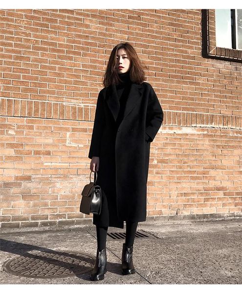 women's wool & blends european and american cashmere coat medium long winter double-sided lapel thickened, Black
women's wool & blends european and american cashmere coat medium long winter double-sided lapel thickened, Black