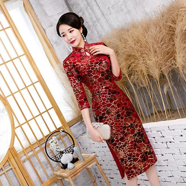 ethnic clothing women velour cheongsam retro slim qipao split chinese dress female party elegant daily wear plus size 3xl 4xl 5xl, Red
ethnic clothing women velour cheongsam retro slim qipao split chinese dress female party elegant daily wear plus size 3xl 4xl 5xl, Red