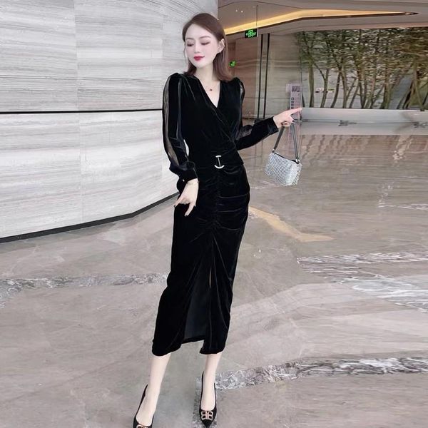casual dresses autumn winter temperament velvet lace patchwork vintage elegant style women's long sleeves high-end vestidos, Black;gray
casual dresses autumn winter temperament velvet lace patchwork vintage elegant style women's long sleeves high-end vestidos, Black;gray