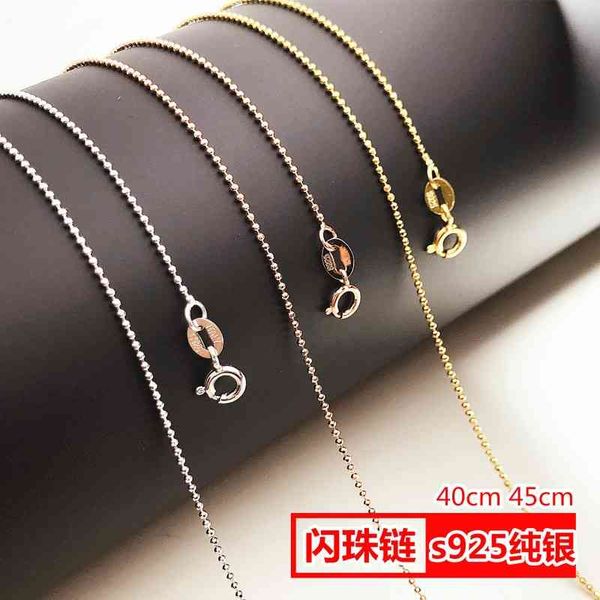 s925 female necklace pure plated 18k rose gold platinum korean silver flash bead diy matching chain, Black
s925 female necklace pure plated 18k rose gold platinum korean silver flash bead diy matching chain, Black