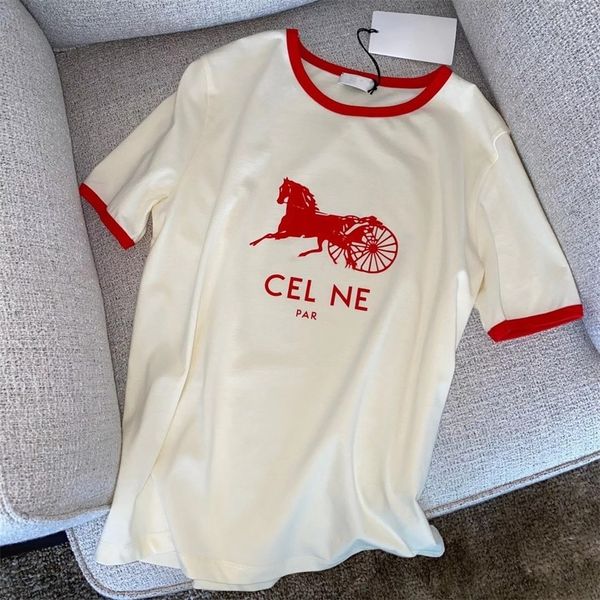 2022 cel's early spring french short sleeved t-shirt color contrast women's short sleeved shirt fashion, White
2022 cel's early spring french short sleeved t-shirt color contrast women's short sleeved shirt fashion, White