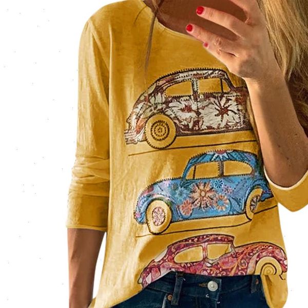 european and american long sleeved round neck fashion casual ladies cartoon car print fashion autumn girl long sleeve, White
european and american long sleeved round neck fashion casual ladies cartoon car print fashion autumn girl long sleeve, White