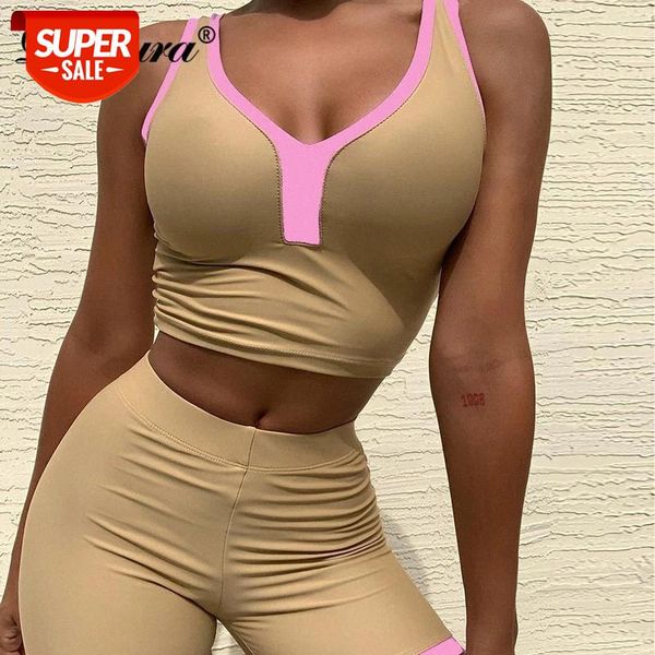 Dulzura patchwork women two piece set crop top v neck gym tanks biker shorts bodycon sexy streetwear 2020 autumn winter sports #hq07, White
Dulzura patchwork women two piece set crop top v neck gym tanks biker shorts bodycon sexy streetwear 2020 autumn winter sports #hq07, White