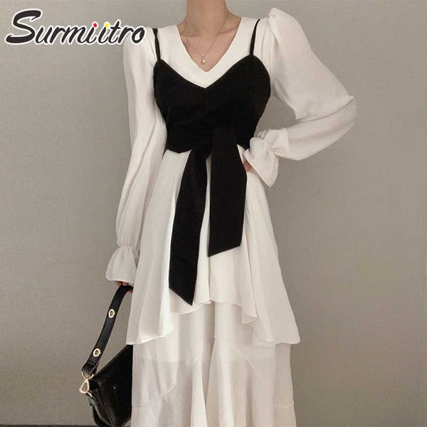 surmiitro v neck korean style chic long flare sleeve midi long dress women & black short tank camisole crop female 210712, Black;gray
surmiitro v neck korean style chic long flare sleeve midi long dress women & black short tank camisole crop female 210712, Black;gray