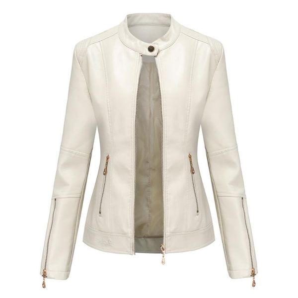 women's leather & faux white jacket 2021 female coat winter moto biker zipper sheepskin for women, Black
women's leather & faux white jacket 2021 female coat winter moto biker zipper sheepskin for women, Black