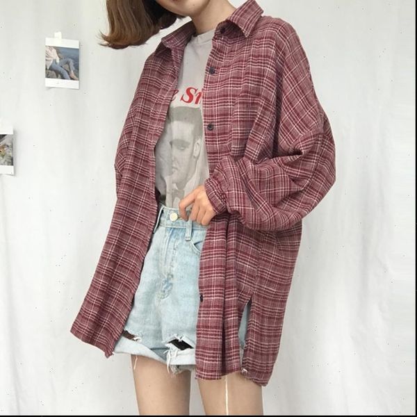 plaid shirt turn down collar cotton long sleeve 2021 new women vent vintage single breasted button plus size clothes, White
plaid shirt turn down collar cotton long sleeve 2021 new women vent vintage single breasted button plus size clothes, White