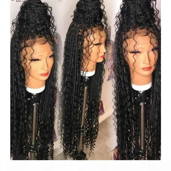 new natural 13x4 lace frontal goddess box braids wigs curly style part synthetic swiss lace front wigs for black women, Black;brown
new natural 13x4 lace frontal goddess box braids wigs curly style part synthetic swiss lace front wigs for black women, Black;brown
