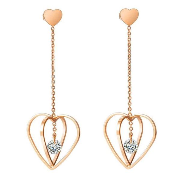 japan and south korea titanium steel inlaid zircon love earrings plated heart earring pendant female gift, Silver
japan and south korea titanium steel inlaid zircon love earrings plated heart earring pendant female gift, Silver