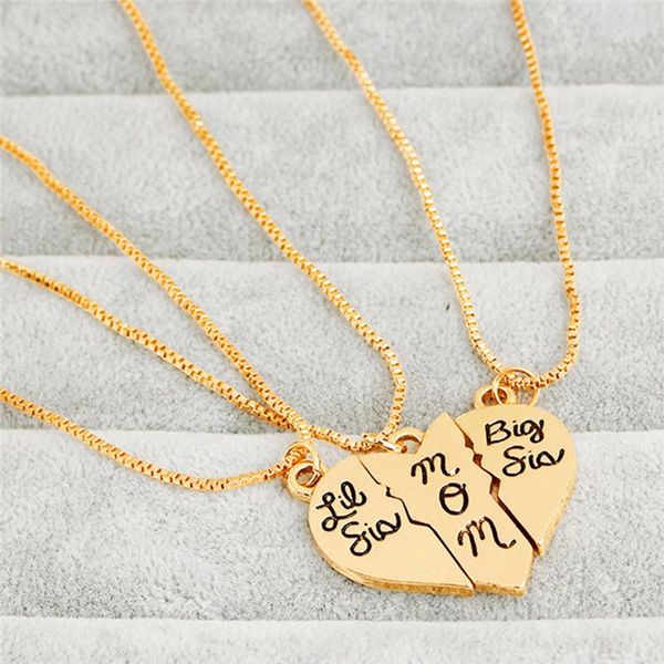 pendant necklaces 3pcs/set lettering "little sis mom big sis" love heart necklace simple special gift for mother daughters family, Silver
pendant necklaces 3pcs/set lettering "little sis mom big sis" love heart necklace simple special gift for mother daughters family, Silver