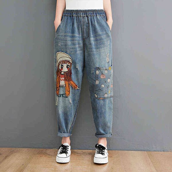 6537 cartoon litter girl embroidery denim pants for women trendy hole casual high waist breeches pockets mom harem blue jeans 211129
6537 cartoon litter girl embroidery denim pants for women trendy hole casual high waist breeches pockets mom harem blue jeans 211129