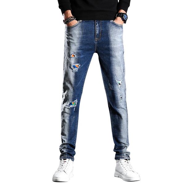 men's jeans 2021 spring blue and white washed ripped fashion retro pants regular fit stretch denim trousers male brand,723
men's jeans 2021 spring blue and white washed ripped fashion retro pants regular fit stretch denim trousers male brand,723