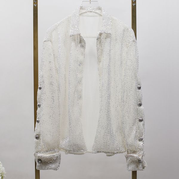 2021 new fashion designer women's long sleeve lion buttons sequined blouse shirt a41s, White
2021 new fashion designer women's long sleeve lion buttons sequined blouse shirt a41s, White