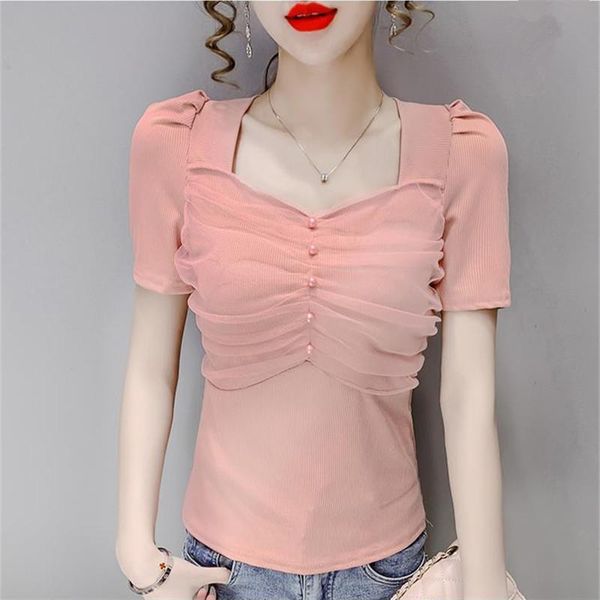 women's blouses & shirts women summer temperament casual aaesthetic short sleeve square collar lace splice fashion blusas mm0640, White
women's blouses & shirts women summer temperament casual aaesthetic short sleeve square collar lace splice fashion blusas mm0640, White