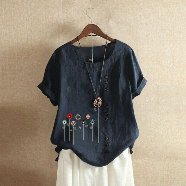 women's blouses & shirts elegant printed blouse women casual print short sleeve o-neck plus size vintage button streetwear tunics, White
women's blouses & shirts elegant printed blouse women casual print short sleeve o-neck plus size vintage button streetwear tunics, White