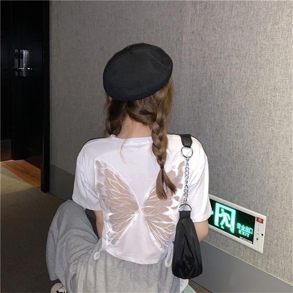 women's t-shirt summer women ladies elegant butterfly hollow out short sleeve tees female o-neck loose casual plus size, White
women's t-shirt summer women ladies elegant butterfly hollow out short sleeve tees female o-neck loose casual plus size, White