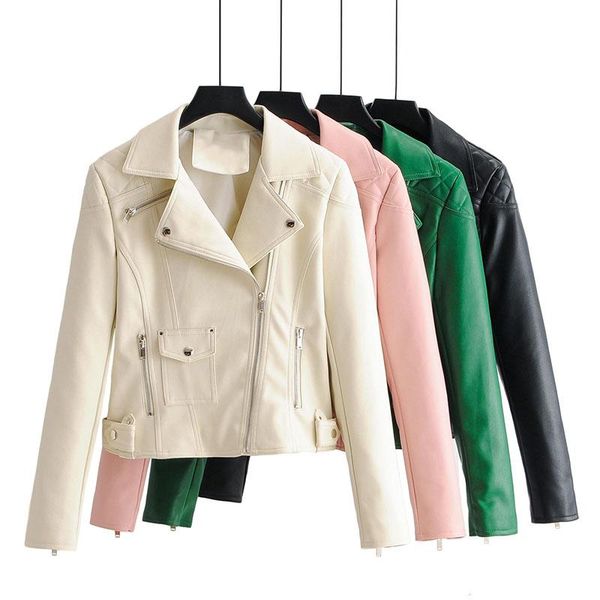women's leather & faux women autumn spring long sleeve stylish pocket coat lady lapel neck zipper streetwear solid jacket, Black
women's leather & faux women autumn spring long sleeve stylish pocket coat lady lapel neck zipper streetwear solid jacket, Black