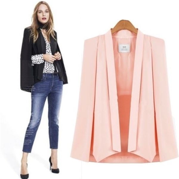 women's blazer office lady coat solid long sleeves lapel cape poncho female elegant jacket women's formal suit blazer feminino t20, White;black
women's blazer office lady coat solid long sleeves lapel cape poncho female elegant jacket women's formal suit blazer feminino t20, White;black