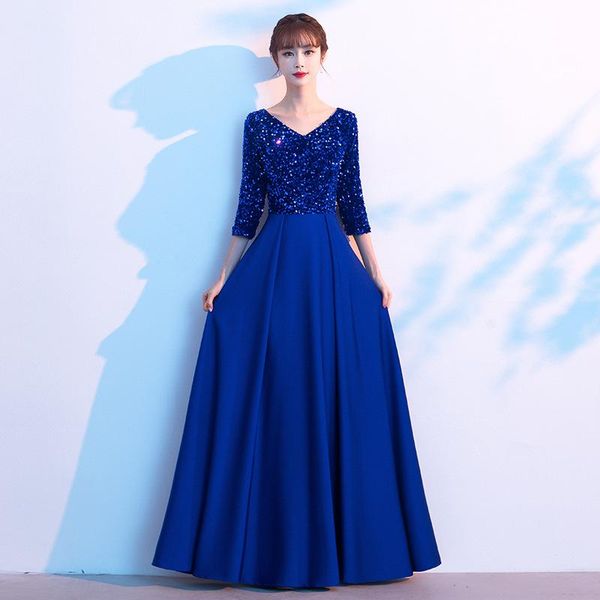 ethnic clothing bling sequins v-neck qipao 3/4 sleeves pleated evening party dress gown host maxi blue cheongsam temperament vestidos, Red
ethnic clothing bling sequins v-neck qipao 3/4 sleeves pleated evening party dress gown host maxi blue cheongsam temperament vestidos, Red