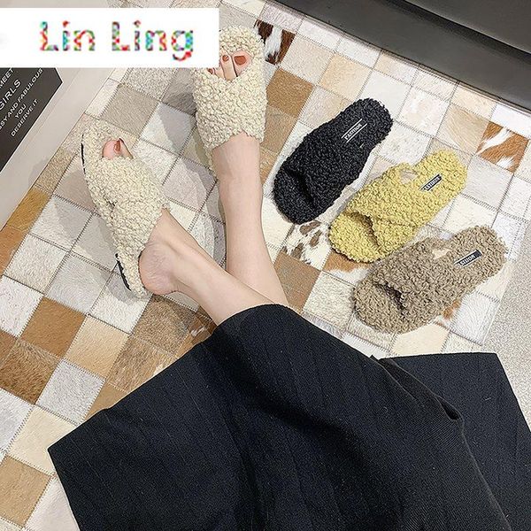 slippers fluffy winter warm faux fur slipper women cross plush open toe soft solid flat shoes home female slides, Black
slippers fluffy winter warm faux fur slipper women cross plush open toe soft solid flat shoes home female slides, Black