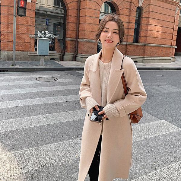 women's wool & blends black double faced cashmere coat 2021 autumn and winter loose thin medium long
women's wool & blends black double faced cashmere coat 2021 autumn and winter loose thin medium long