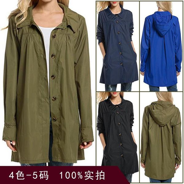 women's wool & blends raincoat jacket coat long spring autumn windbreaker waterproof sports hiking loose, Black
women's wool & blends raincoat jacket coat long spring autumn windbreaker waterproof sports hiking loose, Black